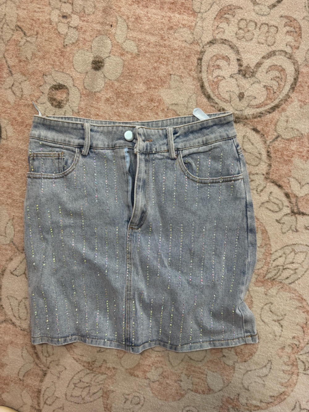 Women's Denim Skirt with Rhinestones